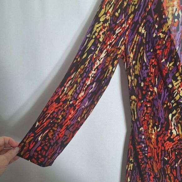 Ann Klein Womens Tunic Blouse Faux Wrap Boho Avante Garde Slinky Sassy Medium - Picture 8 of 12